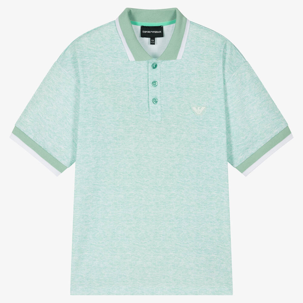 Emporio Armani - Teen Boys Green Logo Polo Shirt | Childrensalon