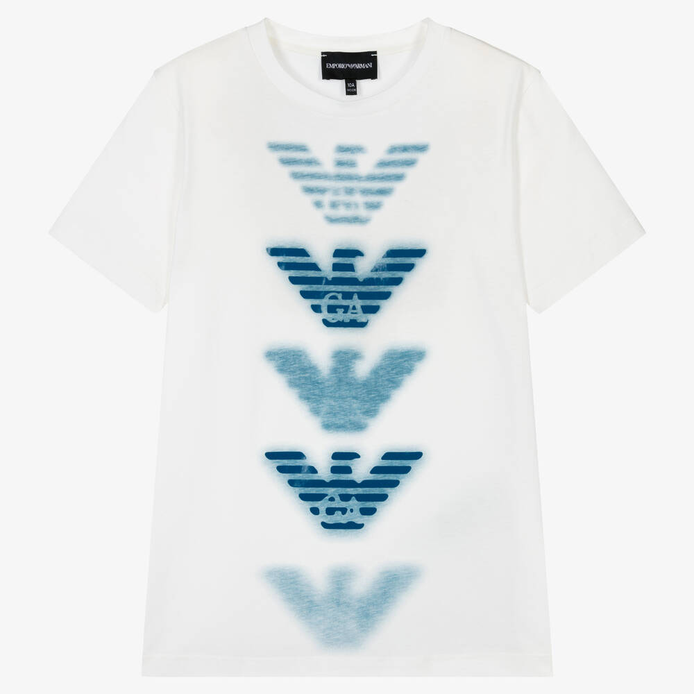 Emporio Armani Teen Boys Ivory Organic Cotton T-shirt
