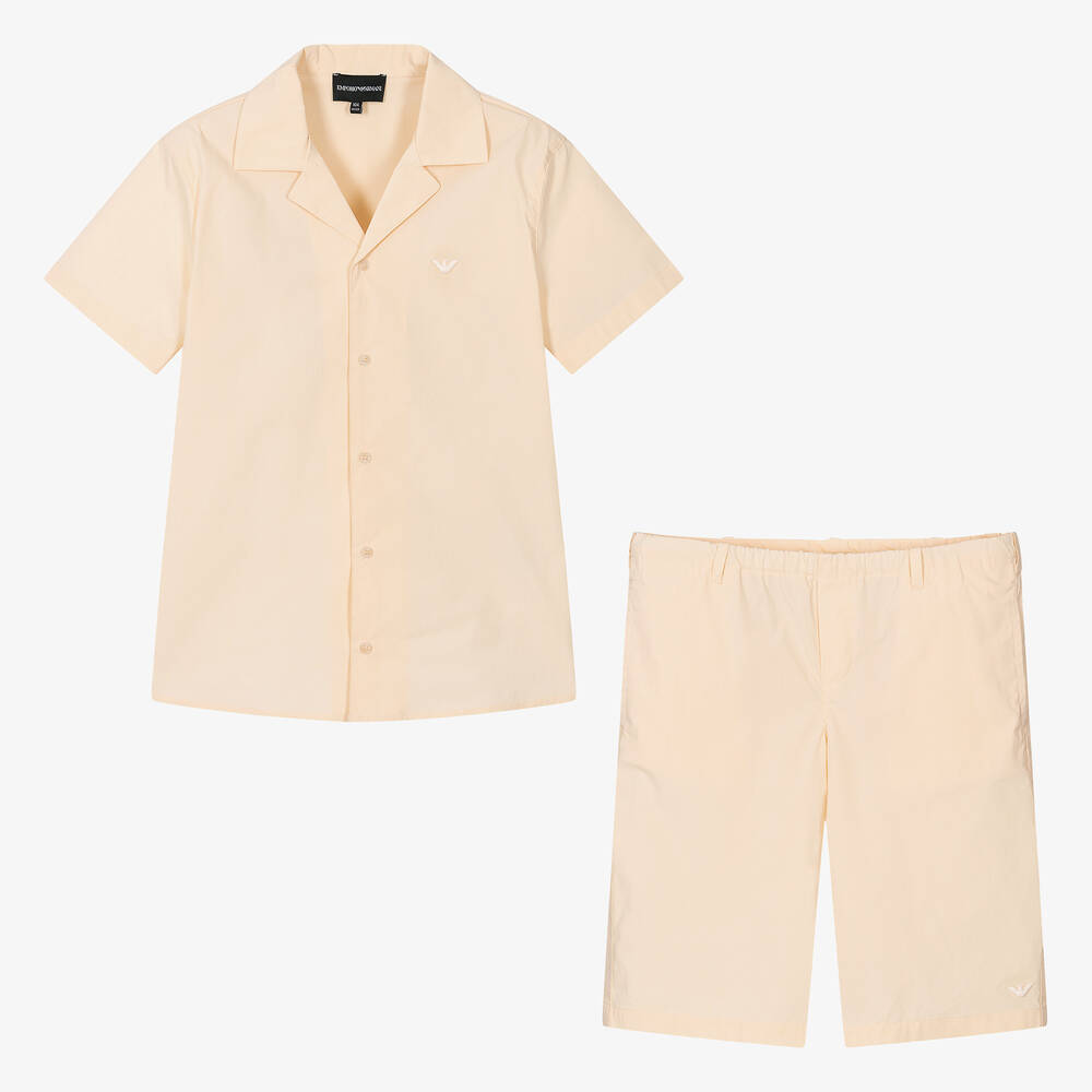 Emporio Armani - Teen Boys Ivory Shirt & Shorts Set | Childrensalon