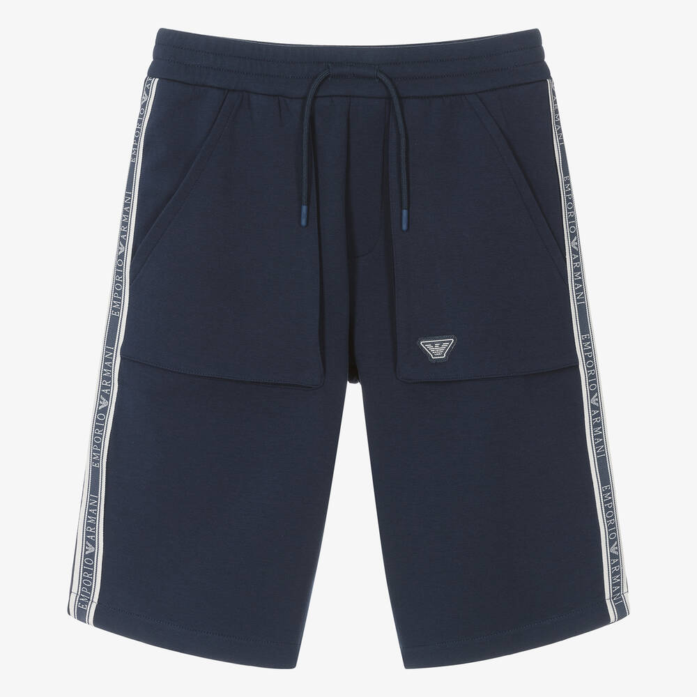 Emporio Armani - Teen Boys Navy Blue Cotton Jersey Shorts | Childrensalon