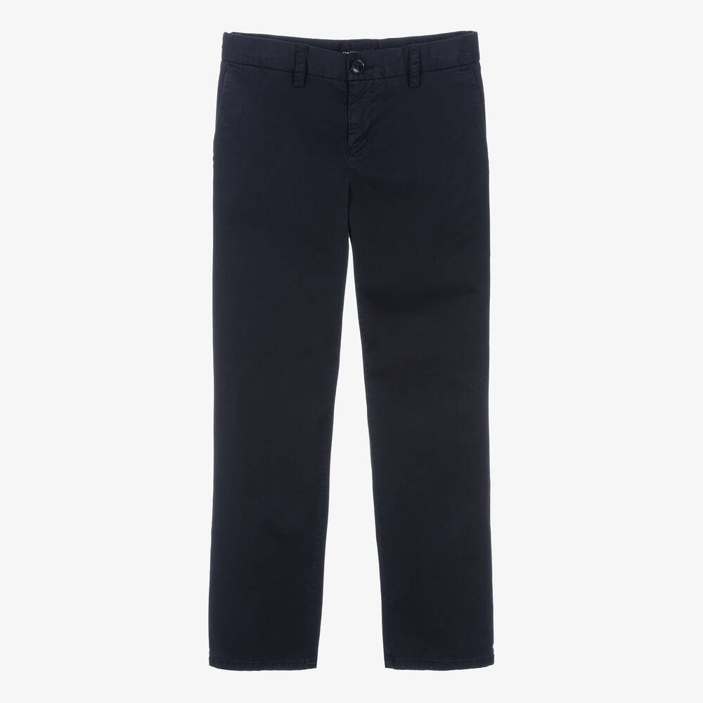 Emporio Armani - Pantalon bleu marine en coton ado | Childrensalon