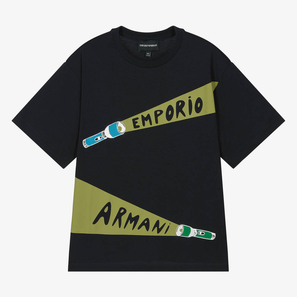 Emporio Armani - تيشيرت قطن لون كحلي للمراهقين | Childrensalon