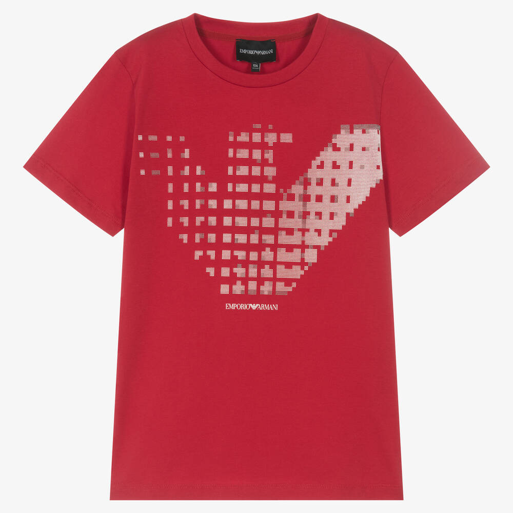 Emporio Armani - Teen Boys Red Graphic T-Shirt | Childrensalon