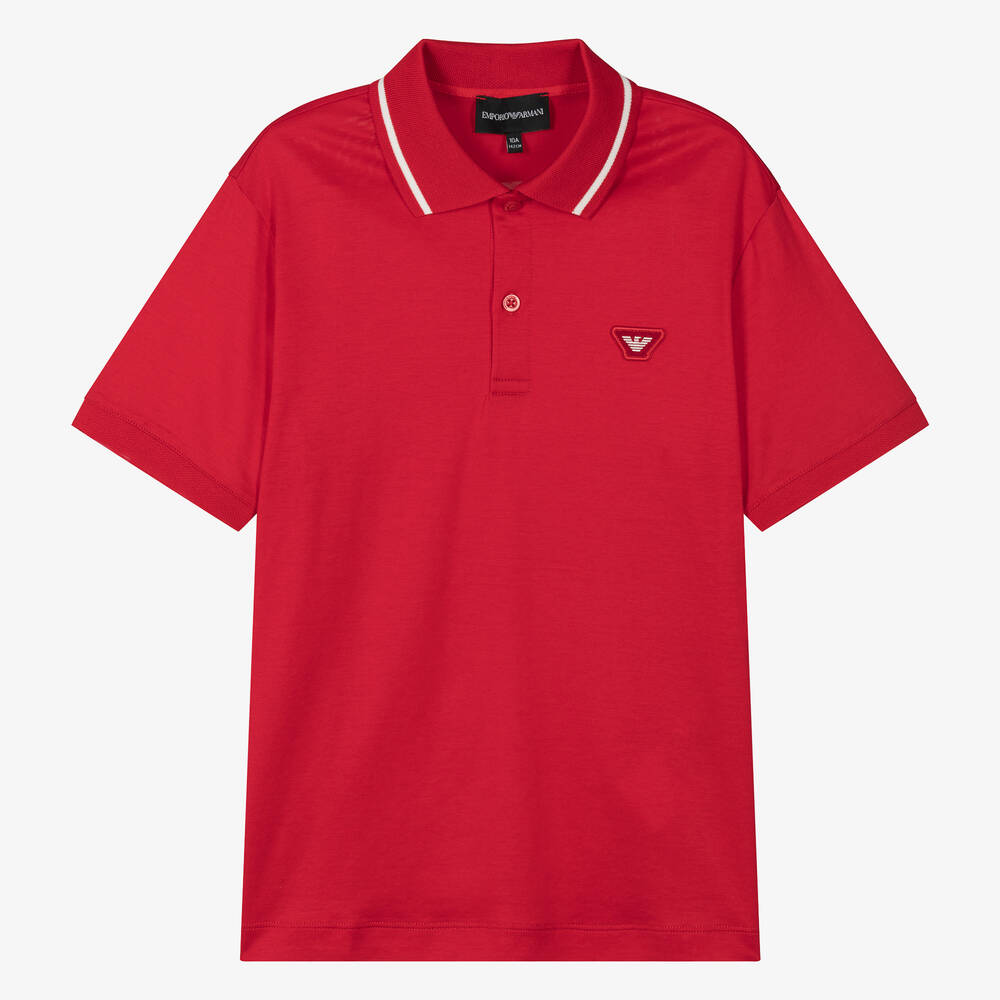 Emporio Armani - Красная рубашка поло для мальчиков-подростков | Childrensalon