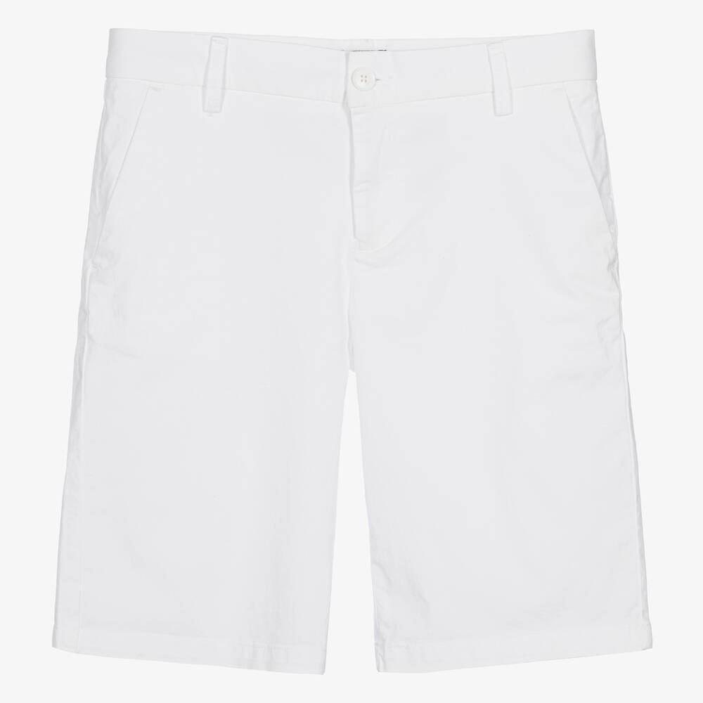 Emporio Armani - Teen Boys White Cotton Chino Shorts | Childrensalon
