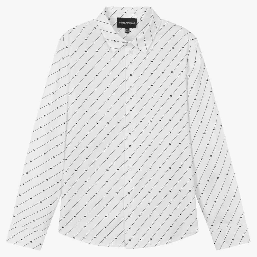 Emporio Armani - Teen Boys White Cotton Eagle Logo Shirt | Childrensalon