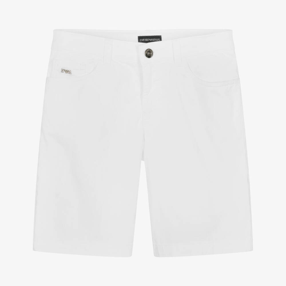 Emporio Armani - Teen Boys White Cotton Shorts | Childrensalon