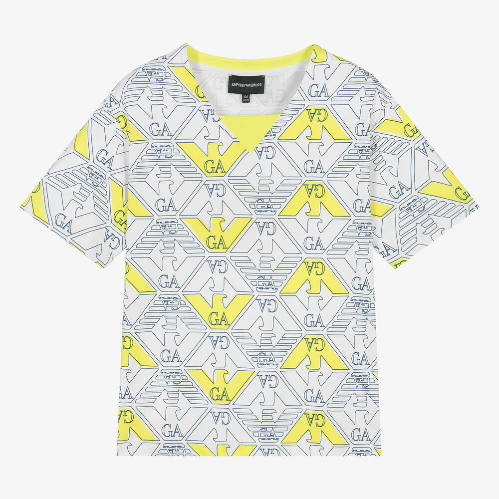 Emporio Armani - Teen Boys White Eagle Graphic T-Shirt | Childrensalon