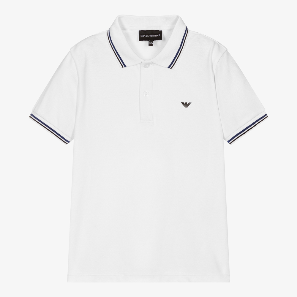 Emporio Armani - Teen Boys White Polo Shirt | Childrensalon
