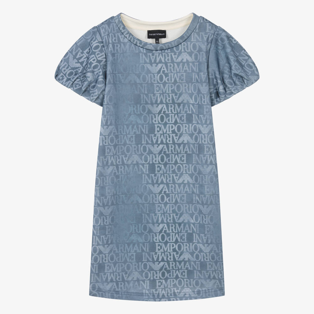 Emporio Armani - فستان ميدي إطلالة دنيم لون أزرق تينز بناتي | Childrensalon