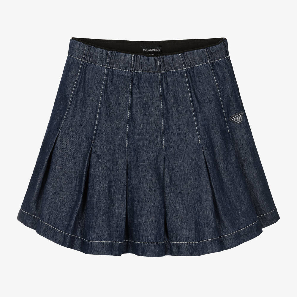Shop Emporio Armani Teen Girls Dark Blue Chambray Skirt
