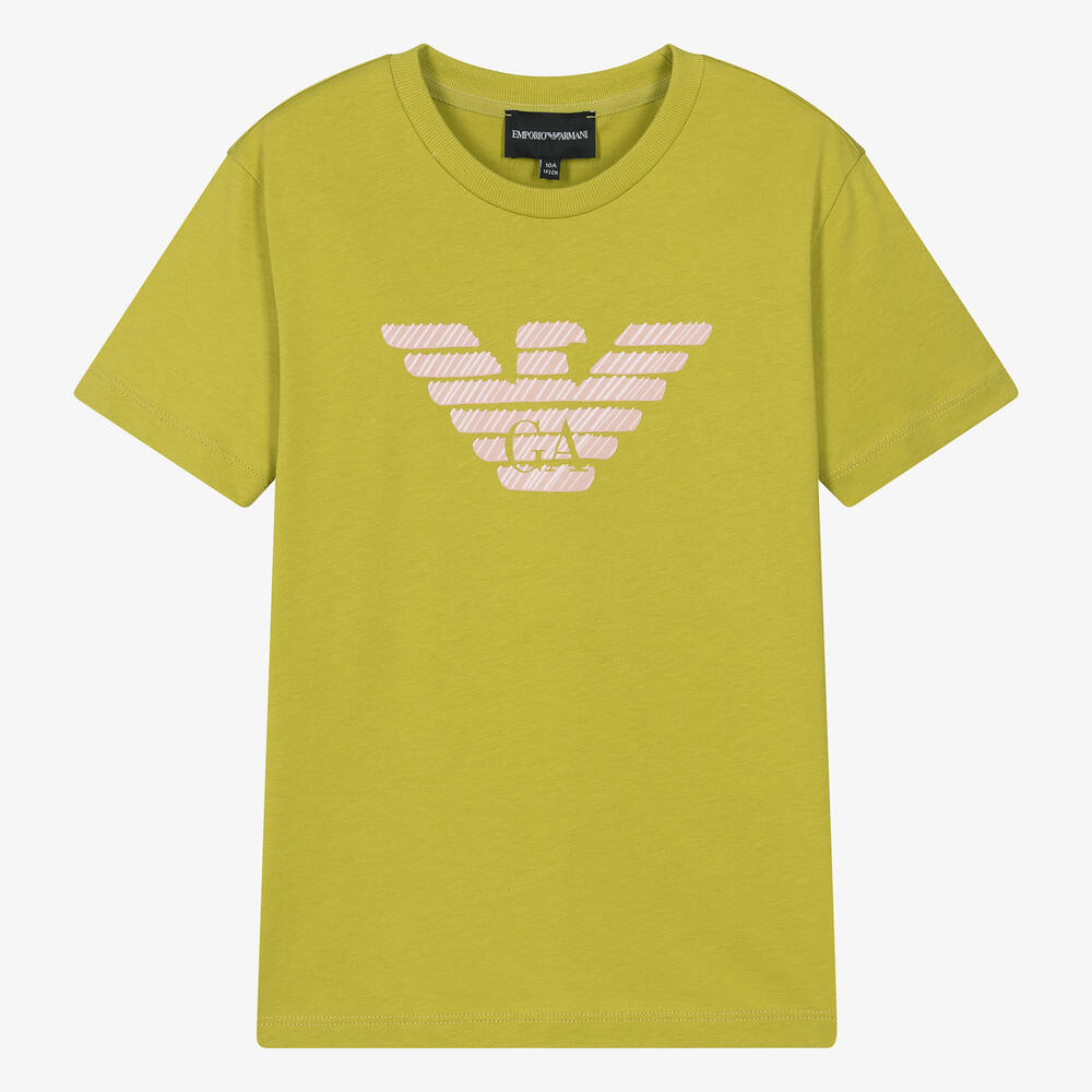 Emporio Armani - Teen Girls Green Cotton Eagle T-Shirt | Childrensalon