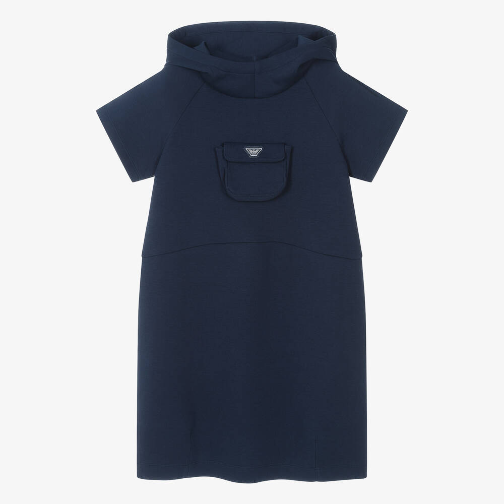 Emporio Armani - Robe bleu marine en coton ado fille | Childrensalon