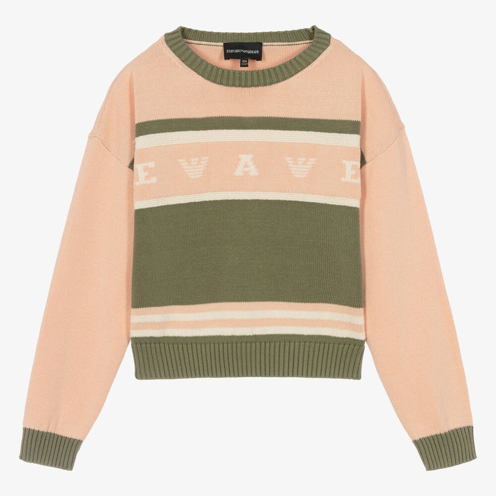 Emporio Armani - Teen Girls Pink Cotton Eagle Sweater | Childrensalon