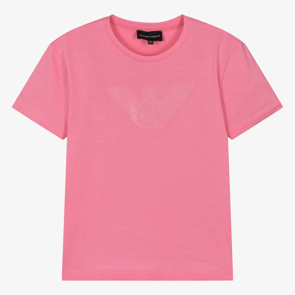 Emporio Armani - Teen Girls Pink Eagle Cotton T-Shirt | Childrensalon