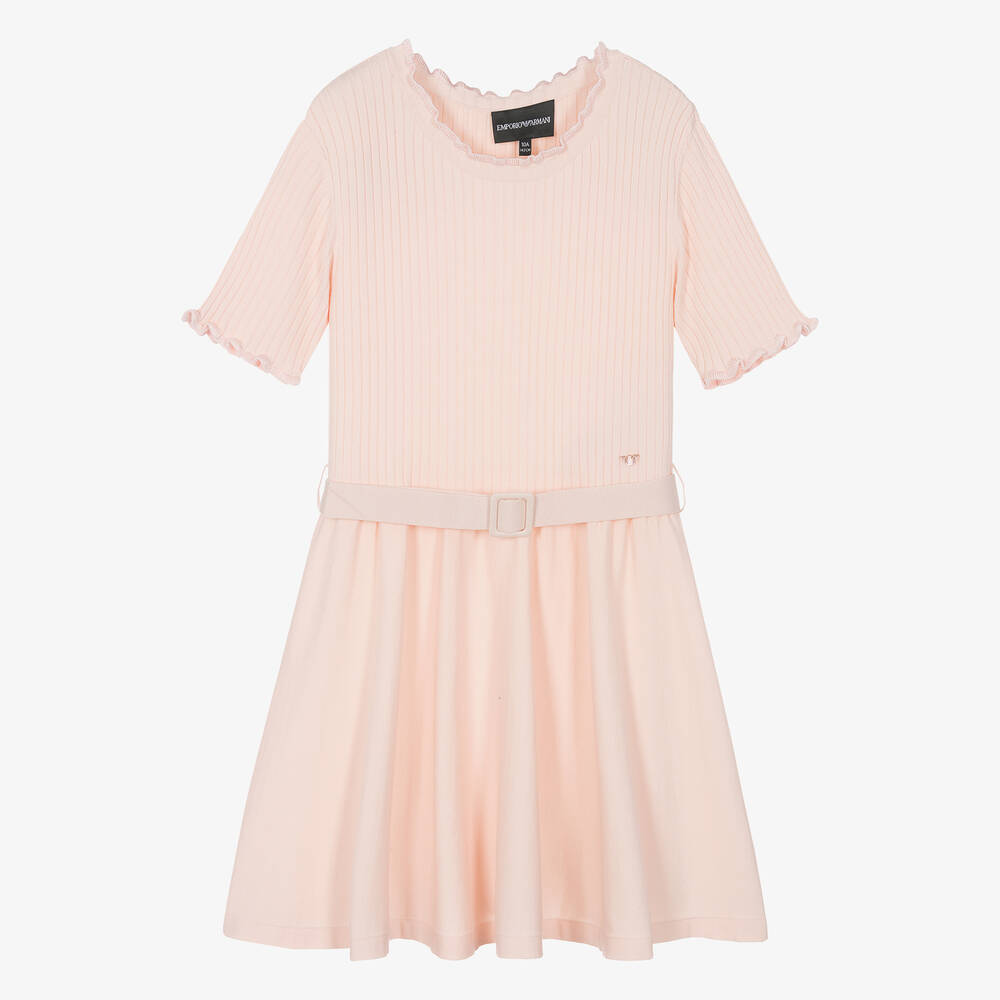 Emporio Armani - Розовое трикотажное платье для девочек-подростков | Childrensalon