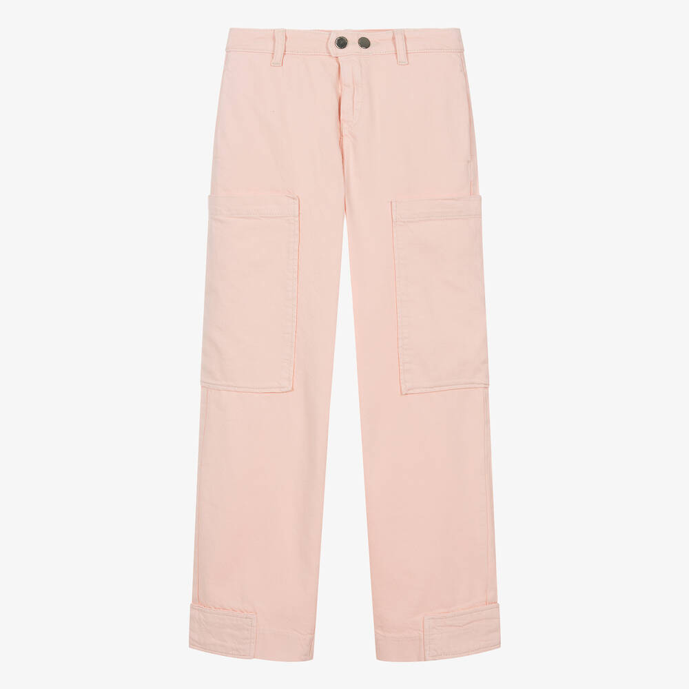 Emporio Armani Teen Girls Pink Twill Wide-leg Trousers