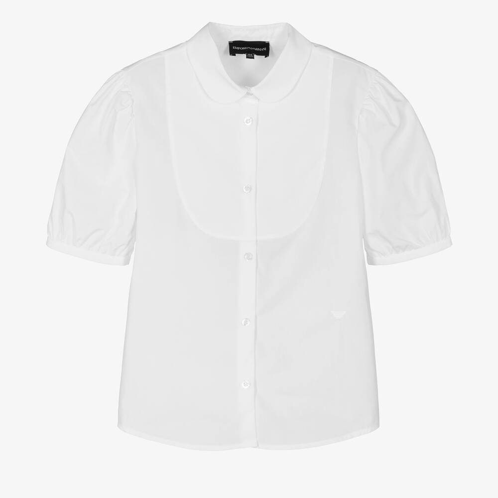 Emporio Armani - Blusa blanca de algodón babero | Childrensalon