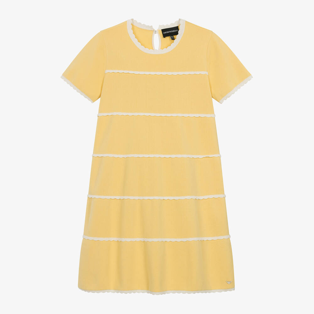 Emporio Armani - Teen Girls Yellow Cotton Knit Dress | Childrensalon