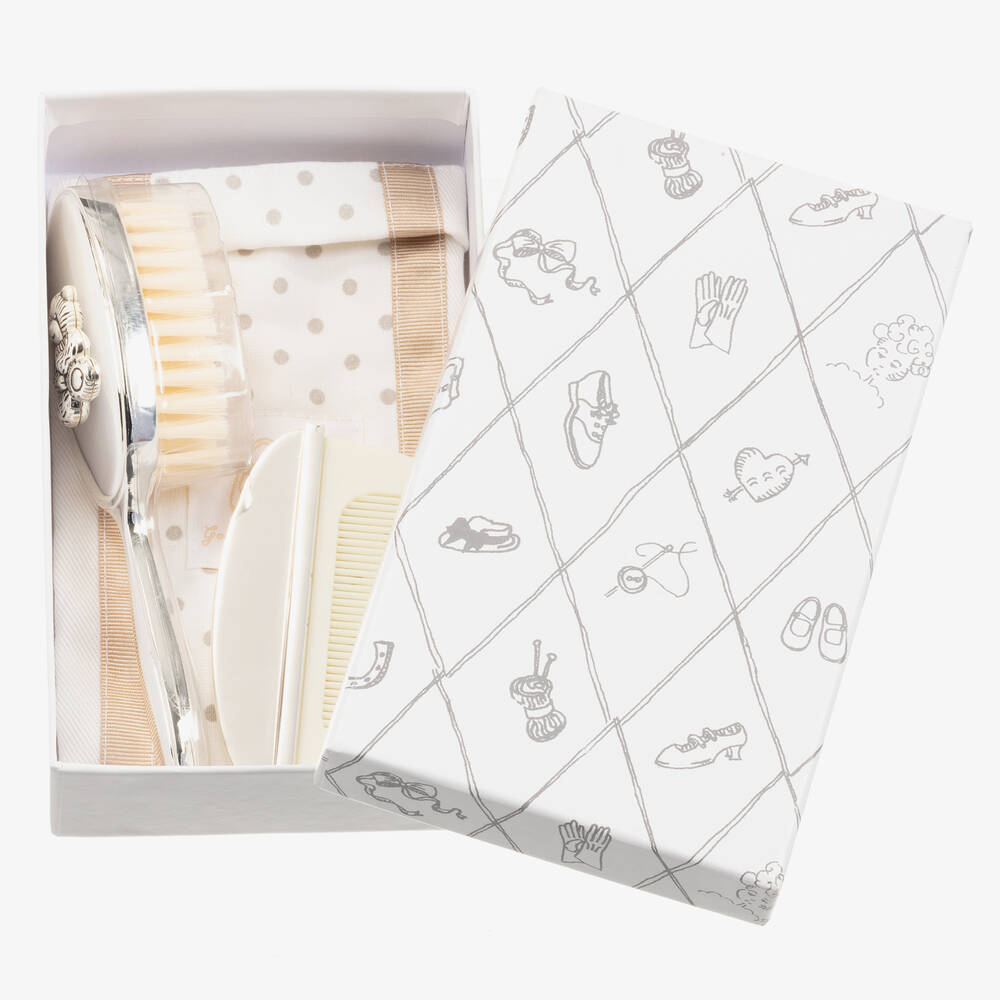 English Trousseau - Baby Silver Brush & Comb Gift Set | Childrensalon