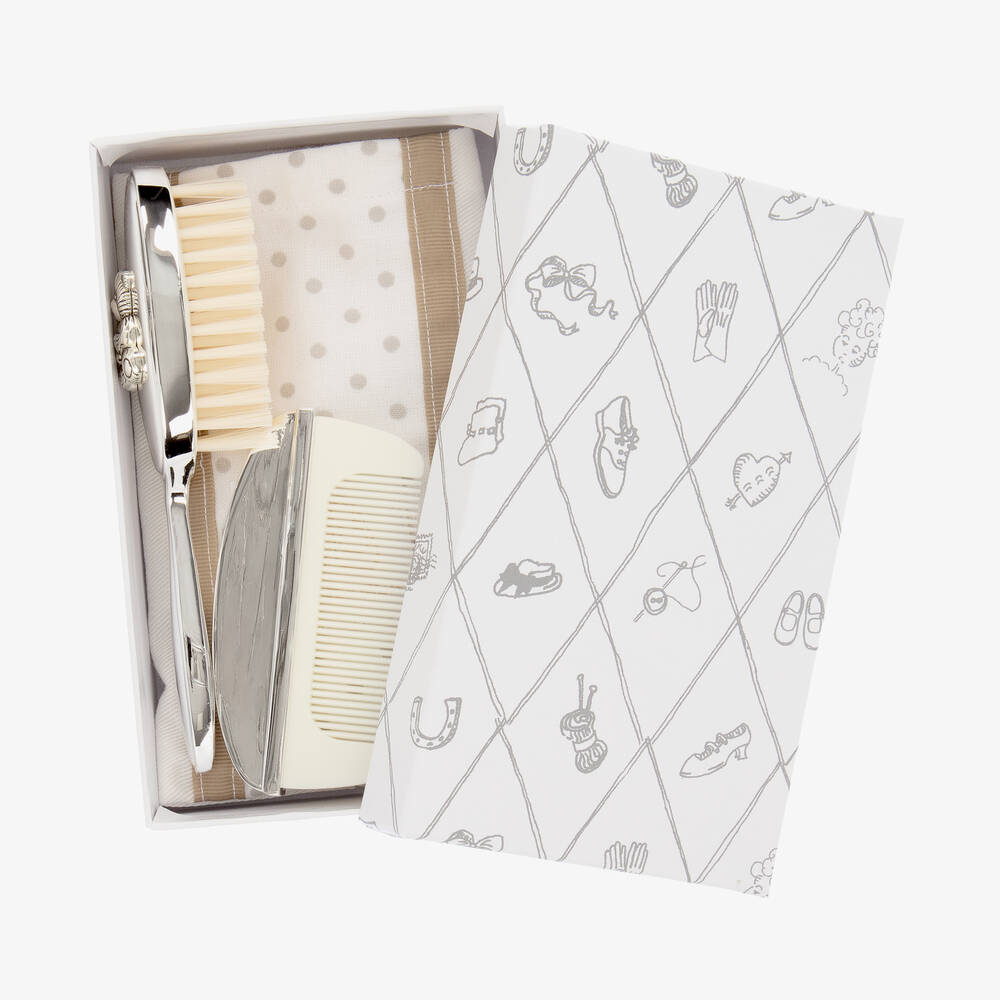 English Trousseau - Baby Silver Brush & Comb Gift Set | Childrensalon