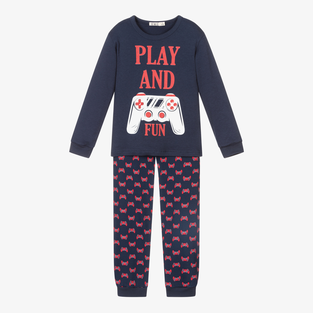 Everything Must Change Babies' Boys Blue Gaming Cotton Pyjamas