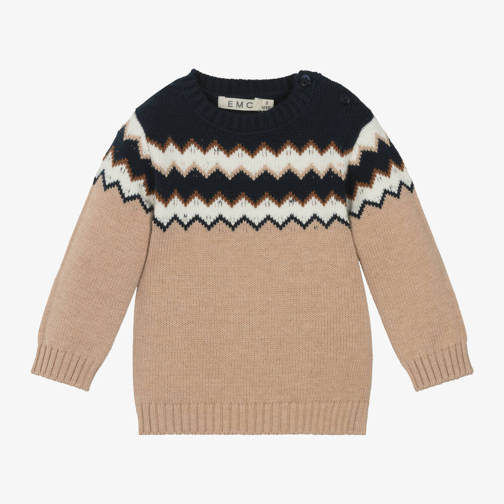 Everything Must Change - Boys Beige Cotton Knit Sweater | Childrensalon