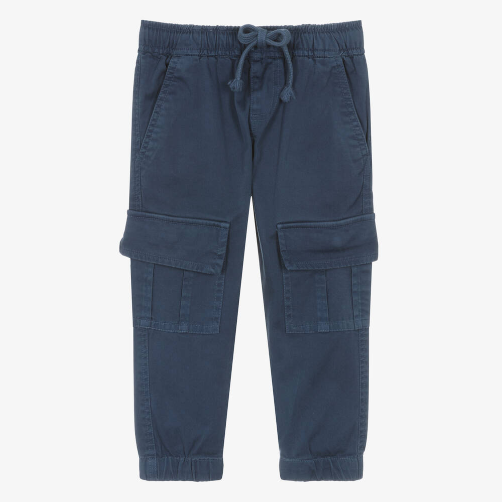 Shop Everything Must Change Boys Blue Cotton Cargo Trousers
