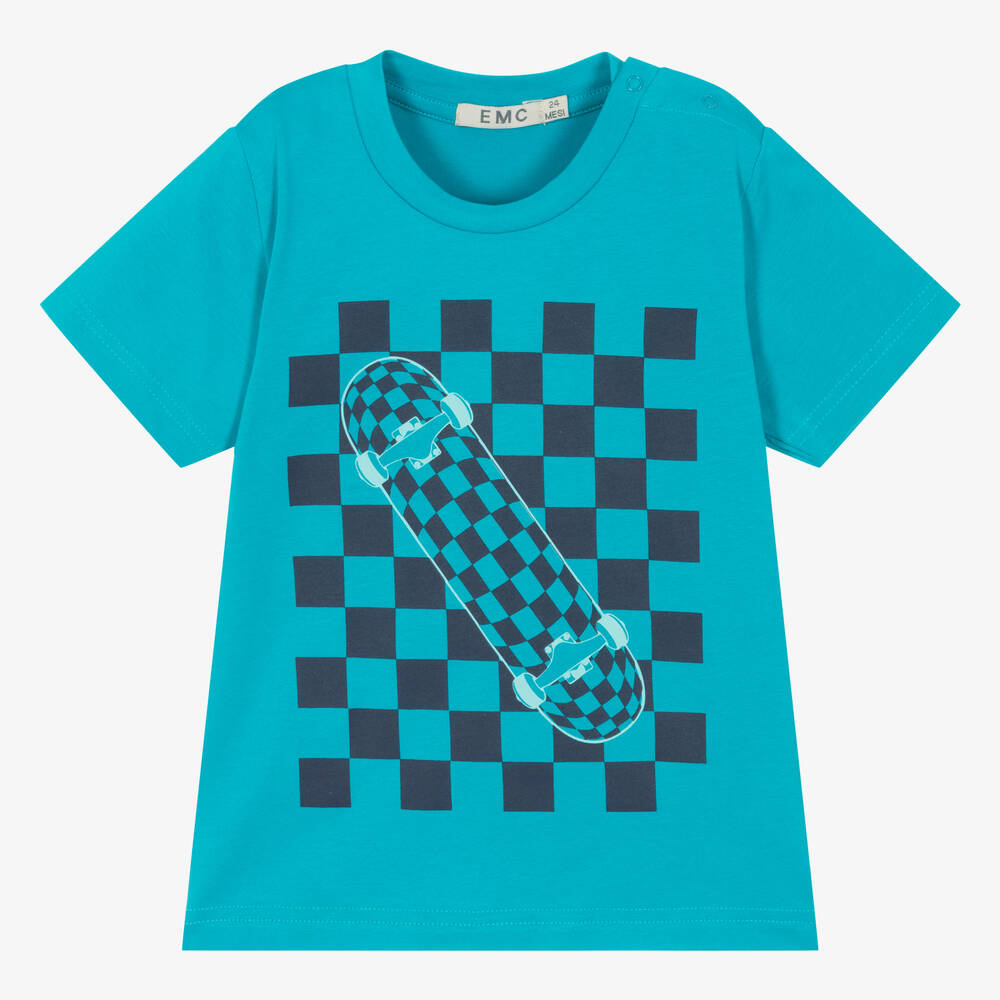 Shop Everything Must Change Boys Blue Cotton Skateboard T-shirt