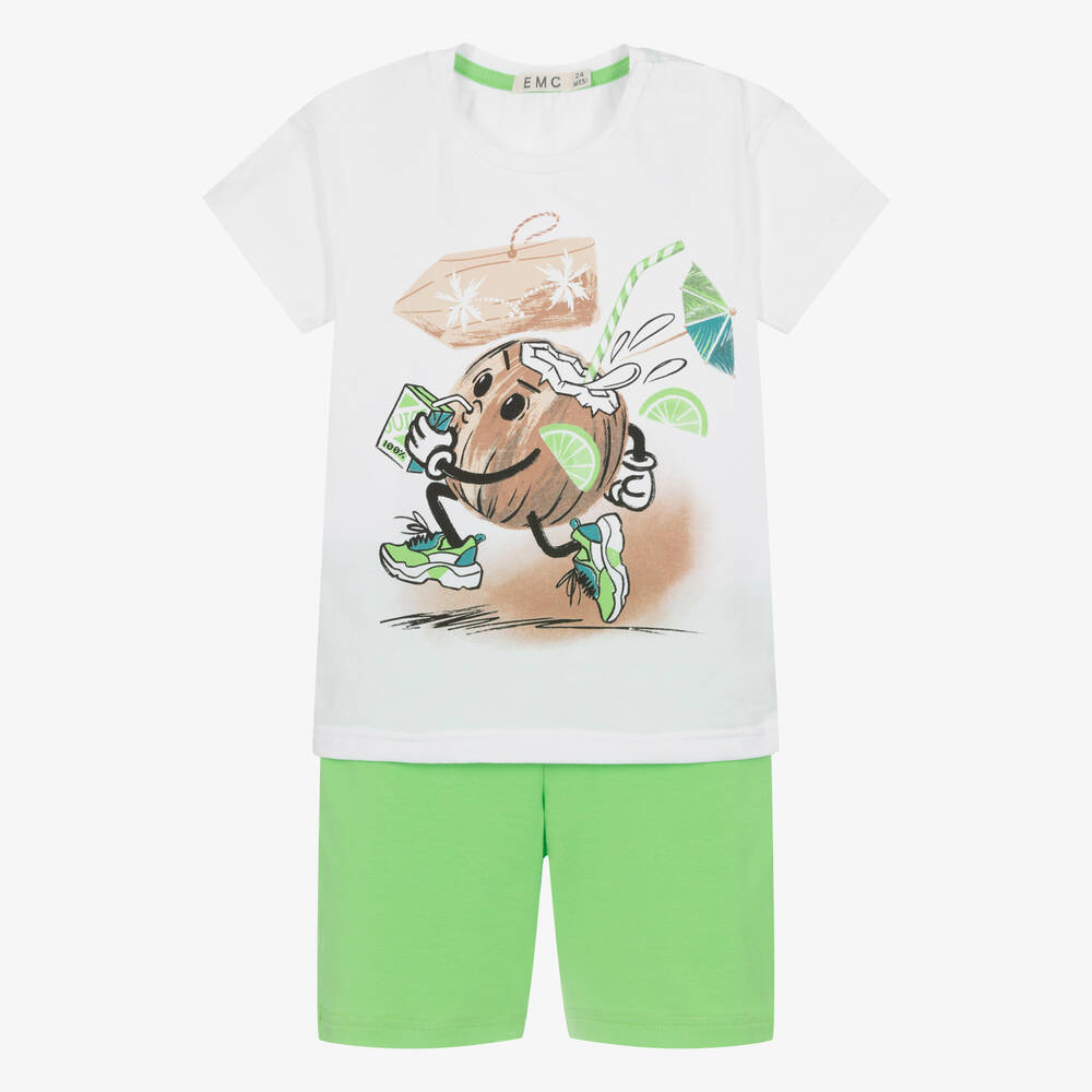 Everything Must Change - Boys Green Cotton Shorts Set | Childrensalon