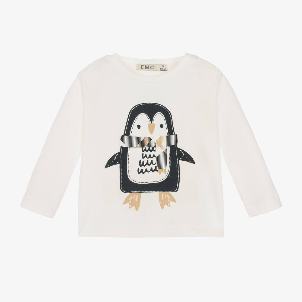 Everything Must Change - Boys Ivory Cotton Penguin Top | Childrensalon