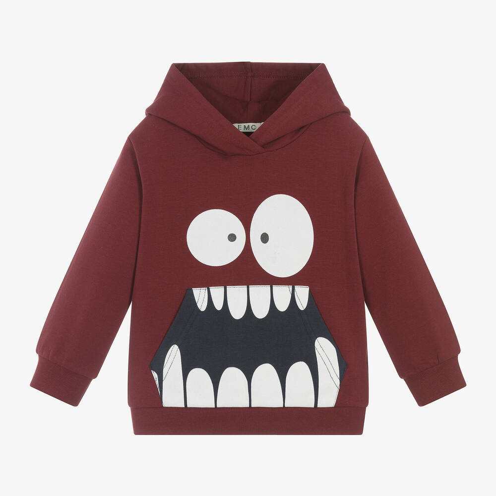 Everything Must Change - Boys Red Monster Print Cotton Hoodie | Childrensalon