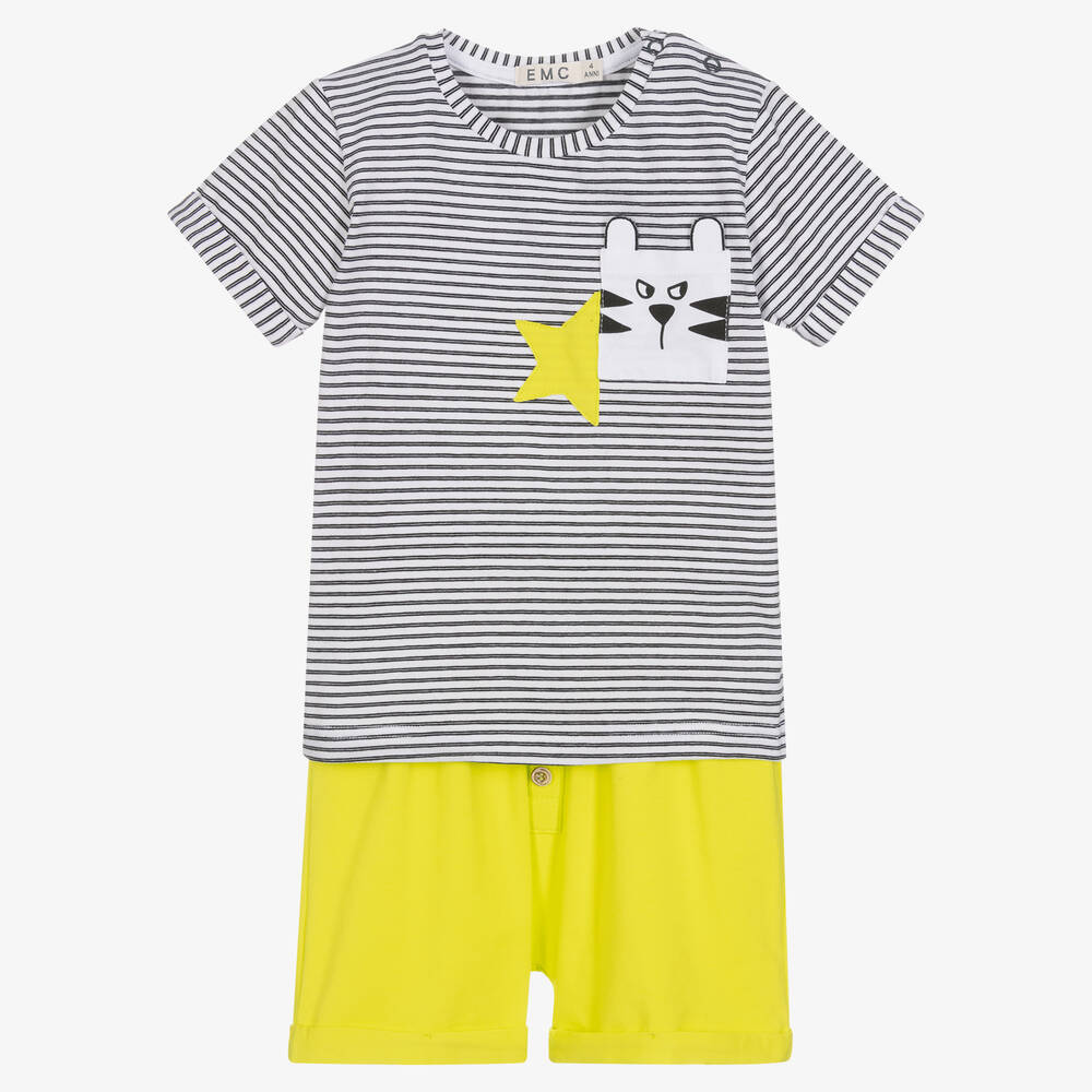 Everything Must Change Babies' Boys Striped T-shirt & Yellow Cotton Shorts Set