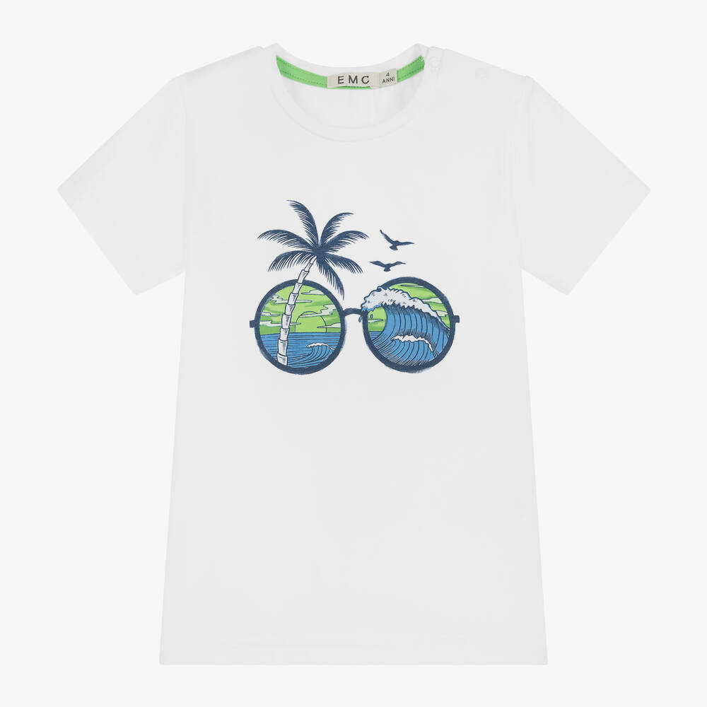 Everything Must Change - Boys White Cotton Sunglasses T-Shirt | Childrensalon
