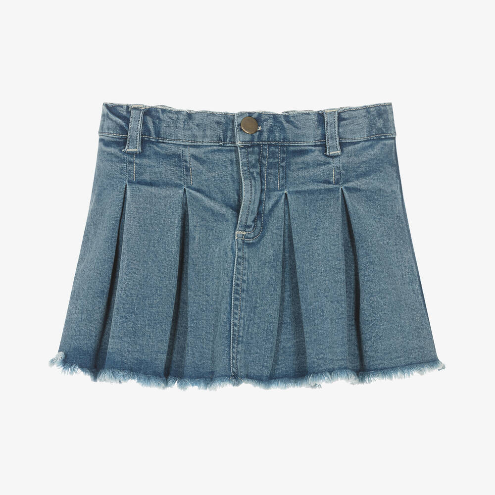 Everything Must Change - Girls Blue Denim Pleated Skirt | Childrensalon