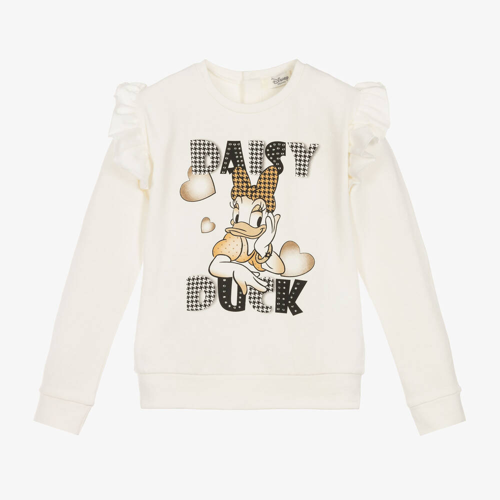 Everything Must Change - Girls Ivory Cotton Disney Sweatshirt | Childrensalon