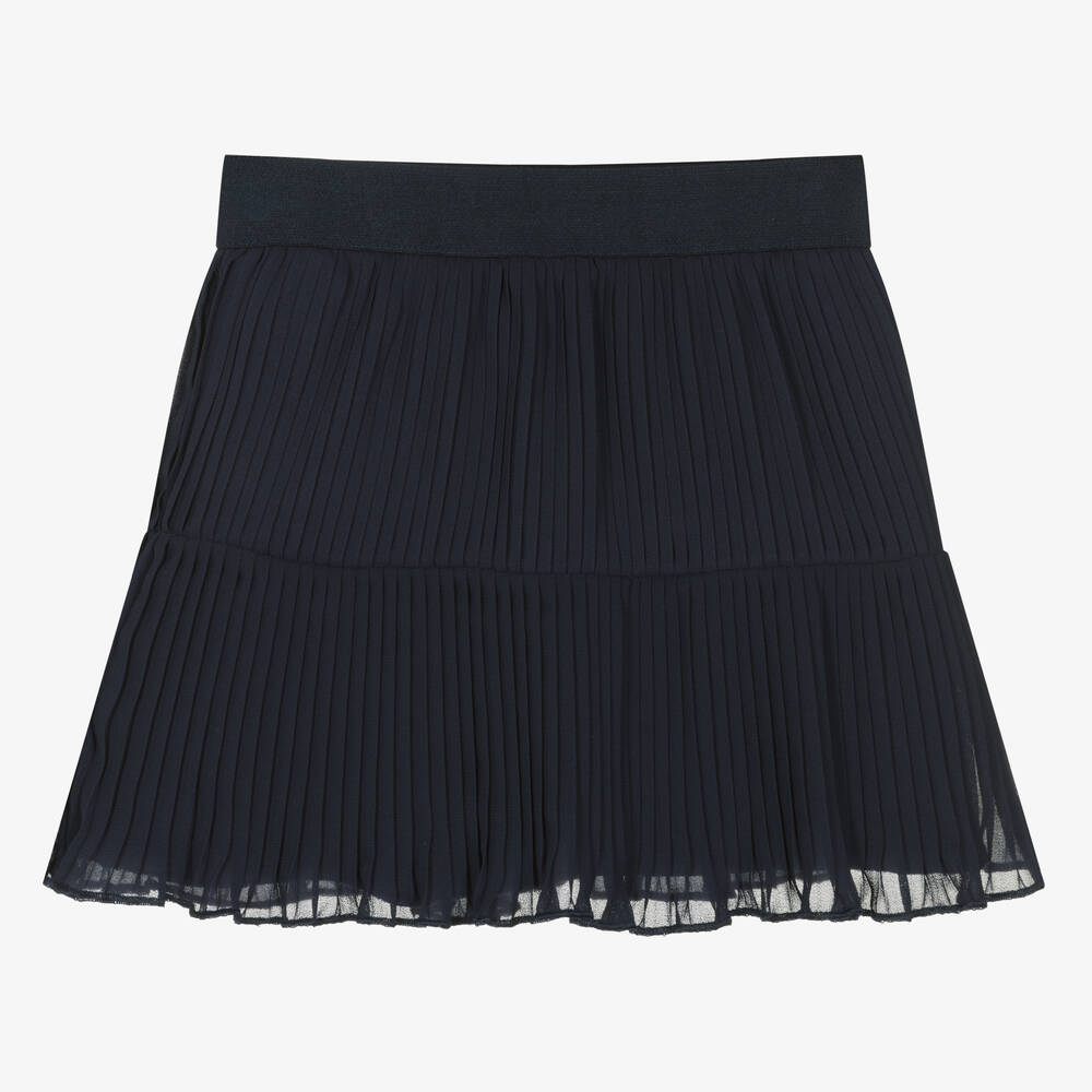 Shop Everything Must Change Girls Navy Blue Pleated Chiffon Skirt