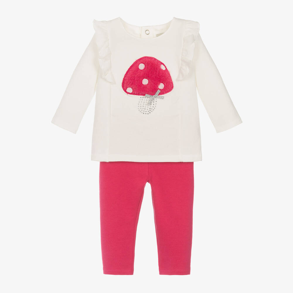 Everything Must Change - Girls Pink Cotton Toadstool Leggings Set | Childrensalon