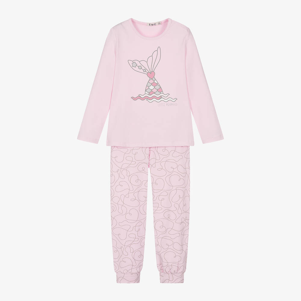 Everything Must Change - Girls Pink Mermaid Cotton Pyjamas | Childrensalon