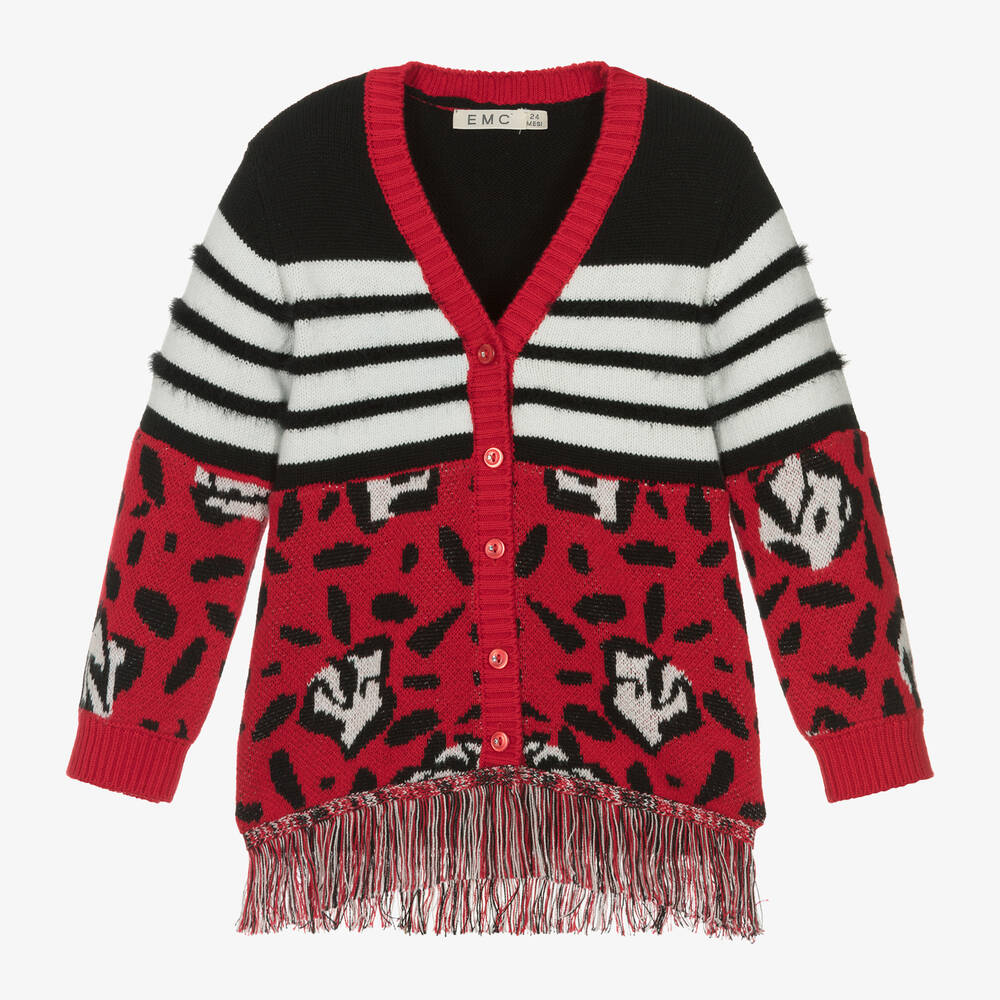 Everything Must Change - Girls Red Cotton & Wool Knit Cardigan | Childrensalon