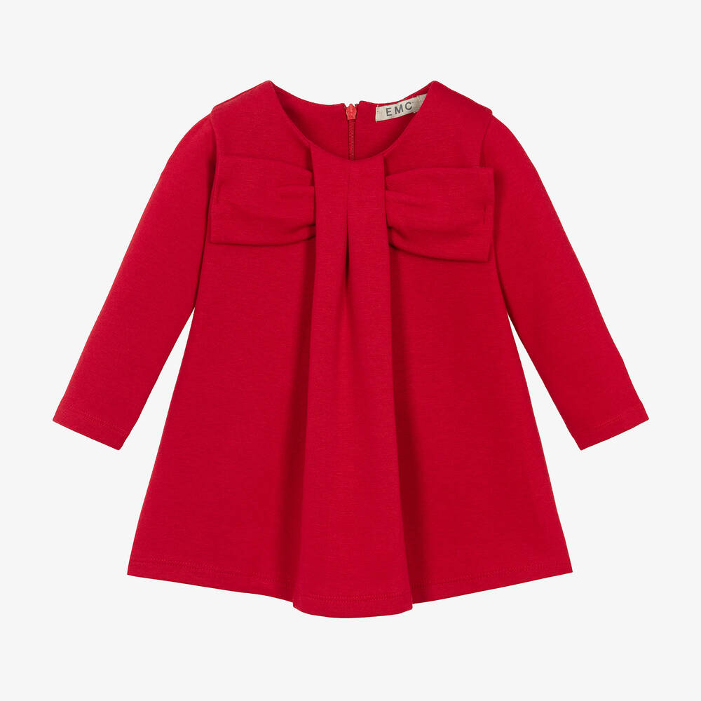 Everything Must Change - Girls Red Jersey Bow Dress | Childrensalon