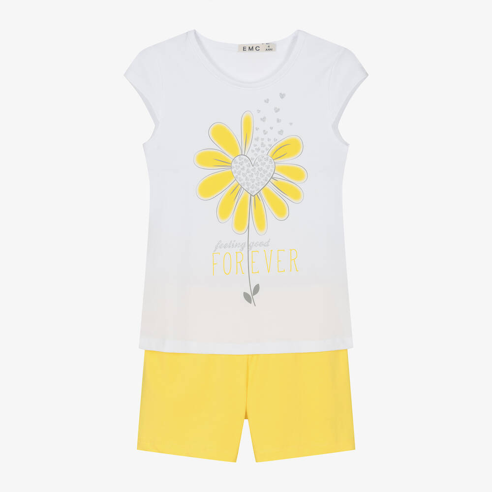Everything Must Change - Girls Yellow Flower Cotton Pyjamas | Childrensalon