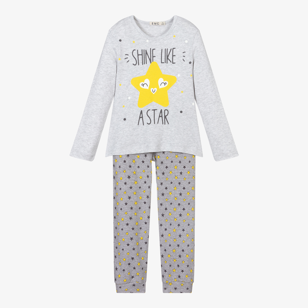 Everything Must Change Kids' Girls Grey Star Cotton Pyjamas In Multi