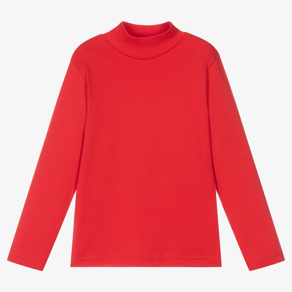 Everything Must Change Red Cotton Turtleneck Top