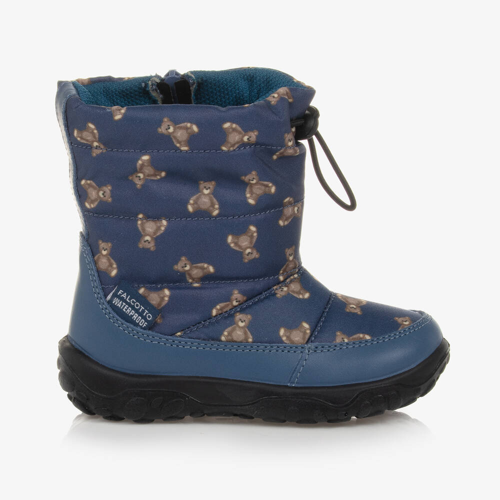 Falcotto By Naturino Blue Teddy Bear Snow Boots