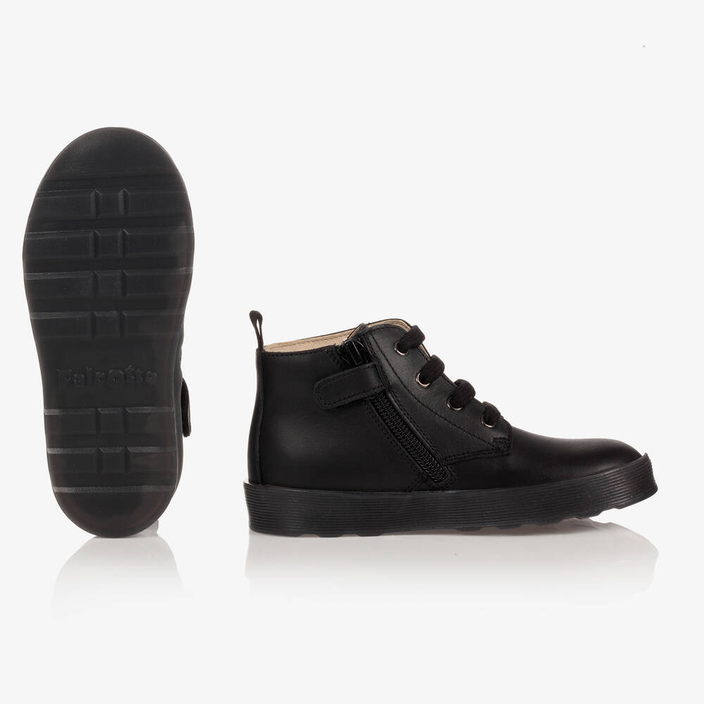 Falcotto by Naturino - Boys Black Leather Ankle Boots | Childrensalon