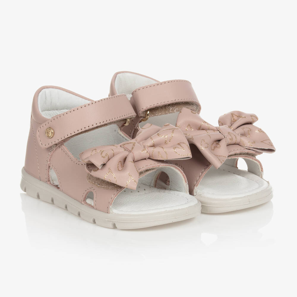 Falcotto by Naturino - Girls Pink Bow Leather Sandals | Childrensalon