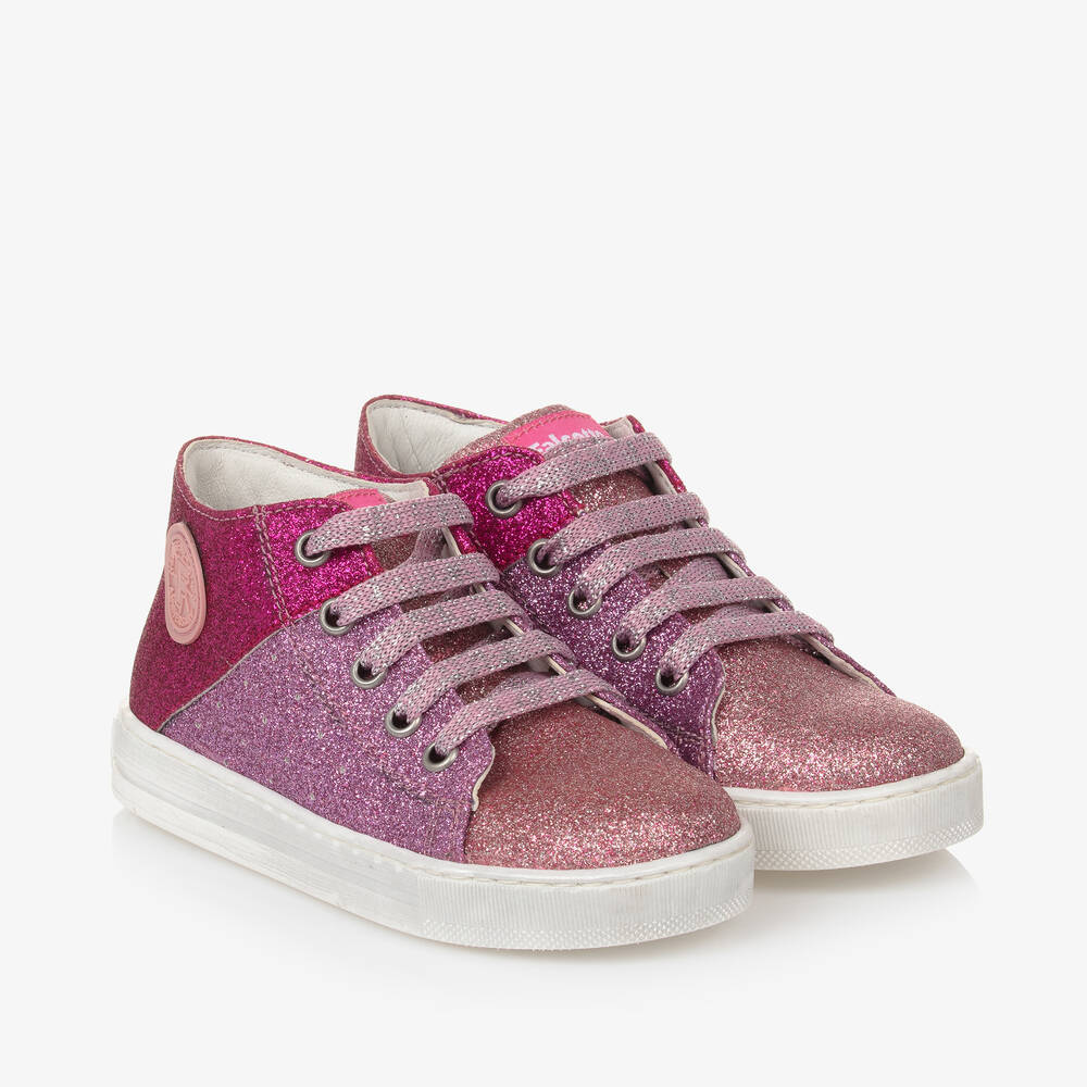 Falcotto by Naturino - Girls Pink Glitter Trainers | Childrensalon