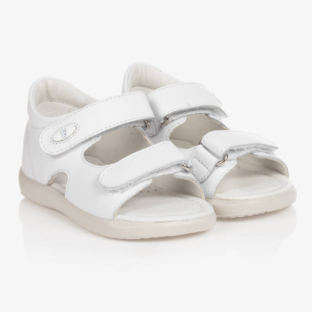 Falcotto by Naturino - Girls White Leather Sandals | Childrensalon