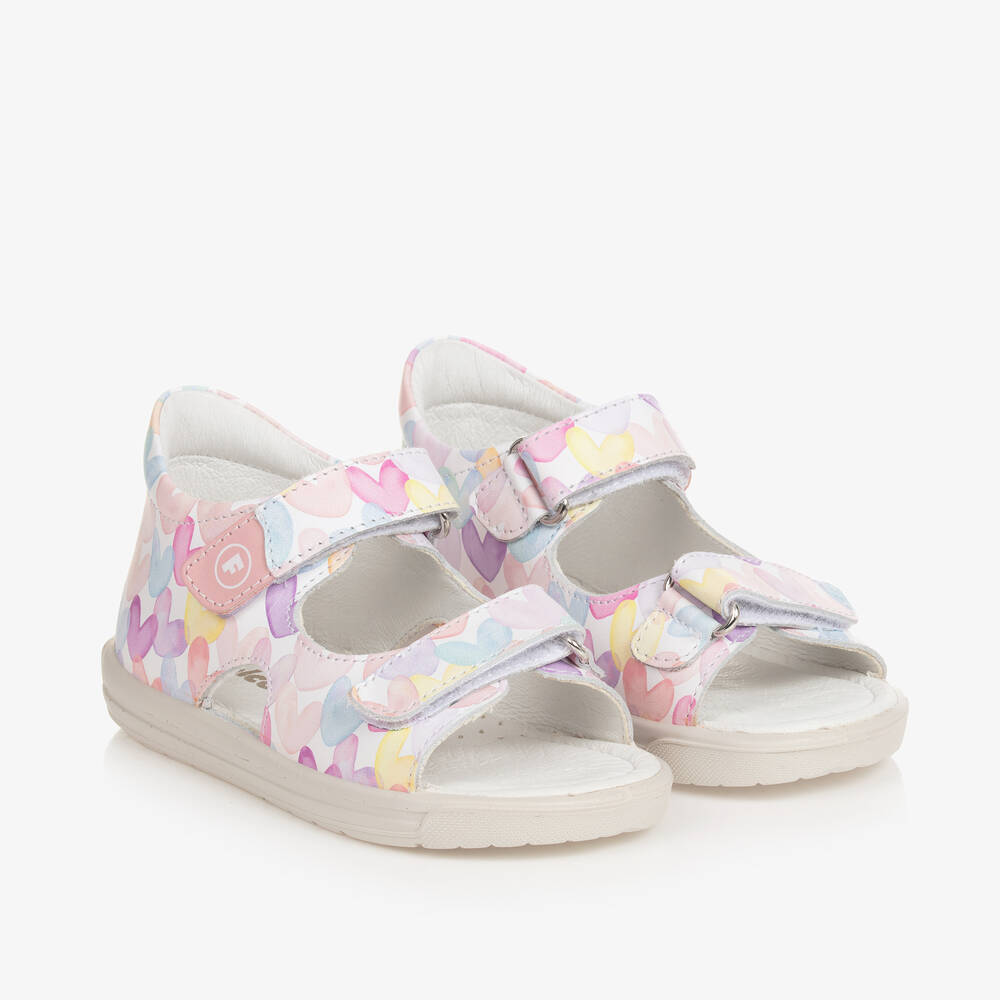 Falcotto by Naturino - Girls White & Pink Heart Sandals | Childrensalon